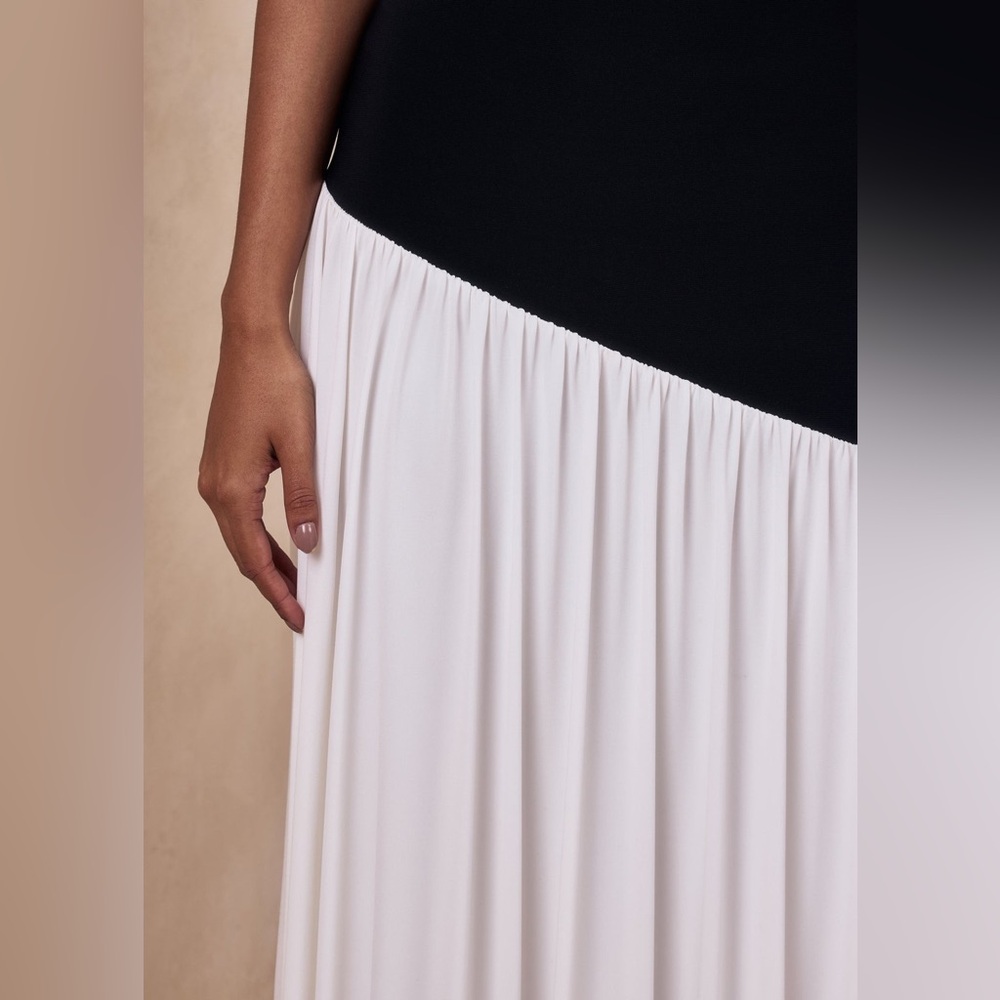 Club L London DOROYTA Cream White Asymmetric-Neck drop waist  Maxi Dress Sz 12 - Picture 10 of 12